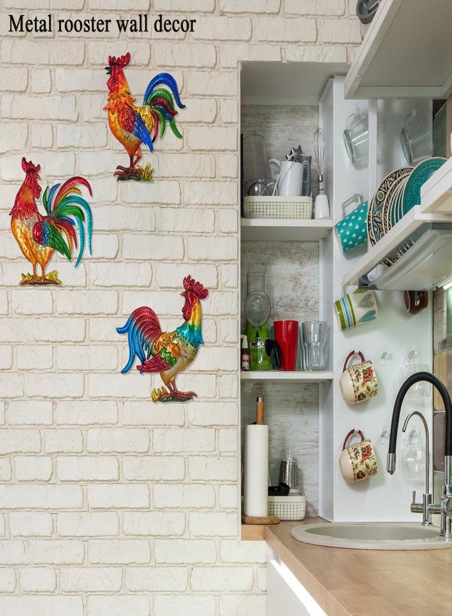 Tuokiuhn Rooster Metal Wall Art Decor Rooster Kitchen Decor Chicken Decor Living Room Bedroom Farmhouse Cabin Country Hanging Decorations Outdoor Garden Fence Art. - Image 3